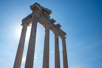 Temple of Apollon ancient ruins. Apollon temple in Side near Antalya, Turkey