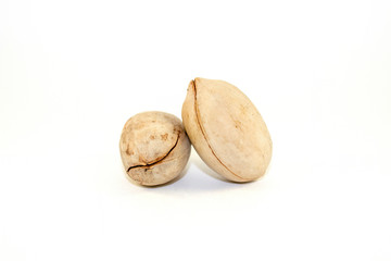 Pecans on a white background