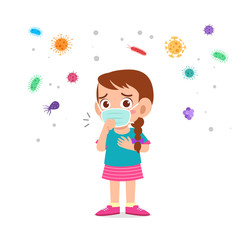 cute kids girl wearing face mask health