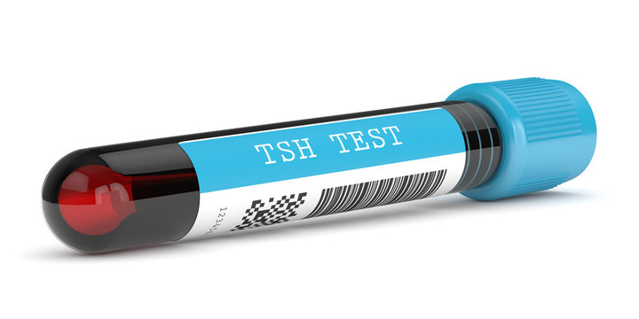 3d render of TSH test blood tube over white