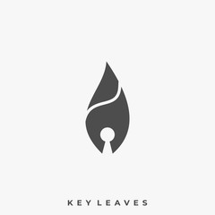 Leaf Key Silhouette Illustration Vector Design Template