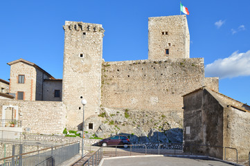 The facade of castle in Ausonia, old town in Frosinone province, Italy. - obrazy, fototapety, plakaty