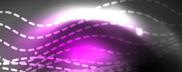 Obraz premium Neon vector wave lines abstract background, magic futuristic techno design
