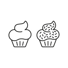Cupcake icons. Set of two cupcakes. Vector icons in line art style