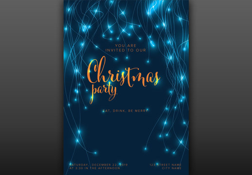 Christmas Party Invitation Layout With Lights