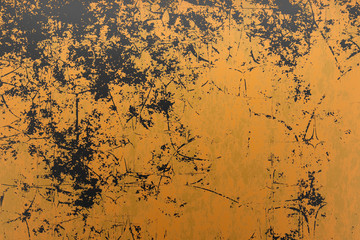 Painted scratched wall yellow color. Abstract texture metal, plaster. Grunge style background concept. 3D rendering