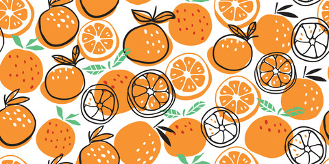 Stijlvol citrus sinaasappelen fruit naadloos patroon