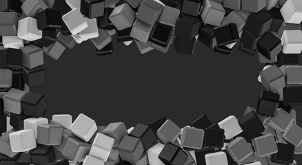 abstract grey background framing with grey cubes, wallpaper 3d illustration