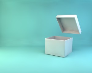 3d illustration 3D Rendering White blank luxury box gift present open on pastel background 