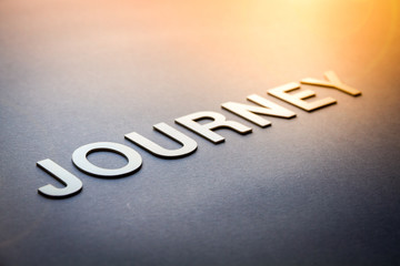 Fototapeta premium Word journey written with white solid letters