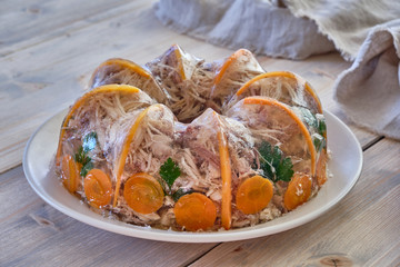 Fototapeta na wymiar National Russian dish Holodec, jelly