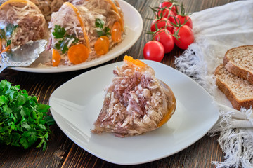 National Russian dish Holodec, jelly with parsley