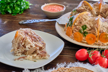 National Russian dish Holodec, jelly with parsley