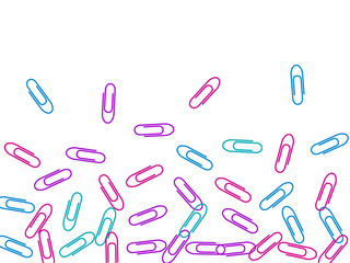 Stationary paperclips isolated on white background