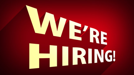 WE'RE HIRING! の文字