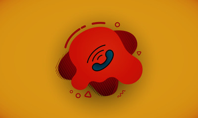 telephone icon isolated on abstract background. vector office icon. Abstract banner with liquid shapes. Vector Illustration