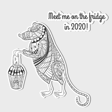 Patterned Grey Rat as Chinese New Year Symbol