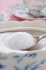 Spoonful of granulated white sugar