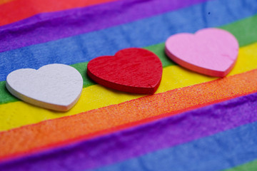 Hearts on LGBT rainbow colorful paper, a symbol of lesbian, gay, bisexual, transgender, human rights, tolerance and peace. .