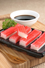 Surimi sticks processed seafood made of white fish © David Pimborough