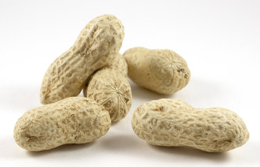 Peanuts on a white background