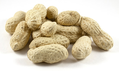 Peanuts on a white background