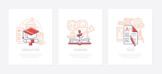 Education - vector line design style banners set