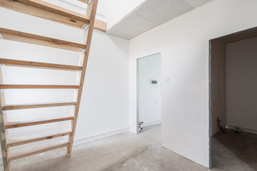 Fototapeta premium Russia, Moscow- July 06, 2019: interior room apartment. rough repair for self-finishing. finishing stage of construction. townhouse