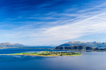 Giske Island in Norway with summer color