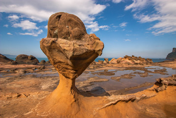 Ice Cream Rock,  unique geological formations in Yehliu Geopark, Taiwan.