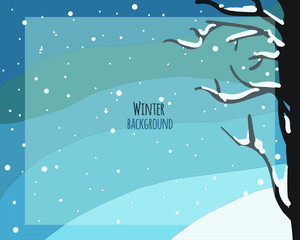 Winter background. Winter tree. A fairytale winter landscape. There is a tree with a blue background. Vector illustration