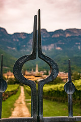 Beautiful steel fence at Kaltern am See, South Tyrol, Italy
