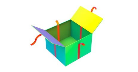 Opened Colorful Gift Box on White Background 3D Rendering