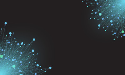 Logo of artificial intelligence on a dark background. luminous lines and dots. Vecton illustration.