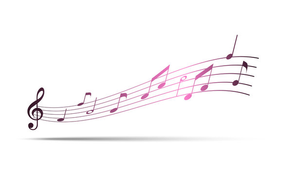 music background. Music notes on a white background. Vector illustration