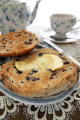 English toasted teacakes with melting butter