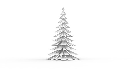 Christmas Tree on White 3D Rendering