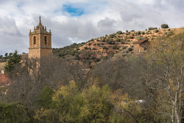 Fototapeta na wymiar Church of San Juan Bautista in Santibañez de Ayllon (Santa María de Riaza, Segovia)