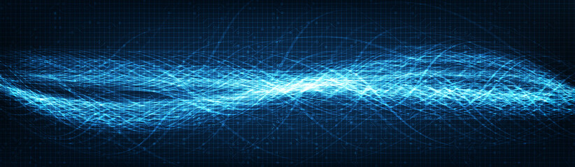 Panorama Electronic Digital Sound Wave Background,technology and earthquake wave diagram concept,design for music studio and science,Vector Illustration.