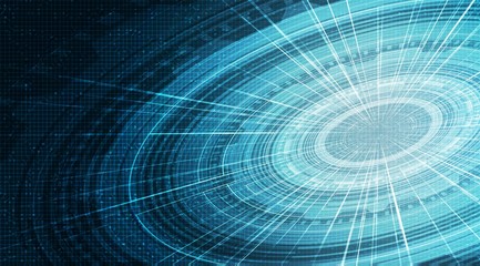 Future Technology Circle with Circuit Microchip Line on blue Background,Digital and Communication Concept design,Vector illustration.