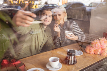 Couple taking a selfie during their date