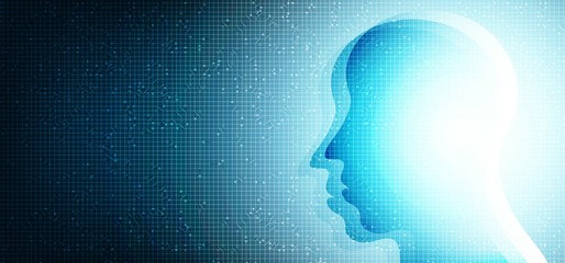 Human Artificial intelligence on light technology background,intelligence and network concept,vector illustration.