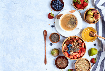 Healthy Homemade Oatmeal with Berries and seeds for Breakfast