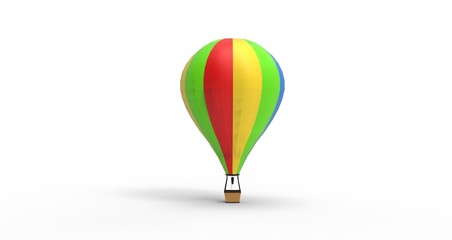 Colorful Air Balloon isolated on White 3D Rendering
