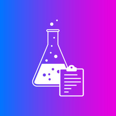 Chemical flask and report vector icon