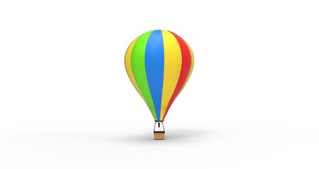 Colorful Air Balloon isolated on White 3D Rendering