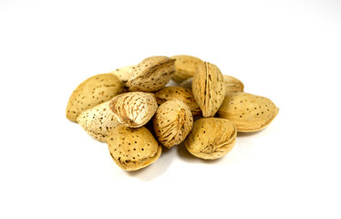 Almonds on a white background