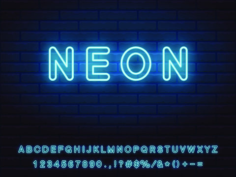 bold blue neon font set