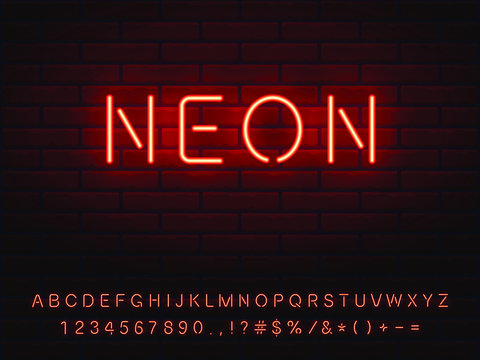 Red Neon Font Set