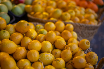 Fresh and organic vegetables and fruits at farmers market. Bio, healthy food. Vegetarian food.
